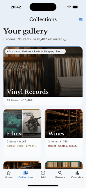Collections samla.ai avec salles et couvertures